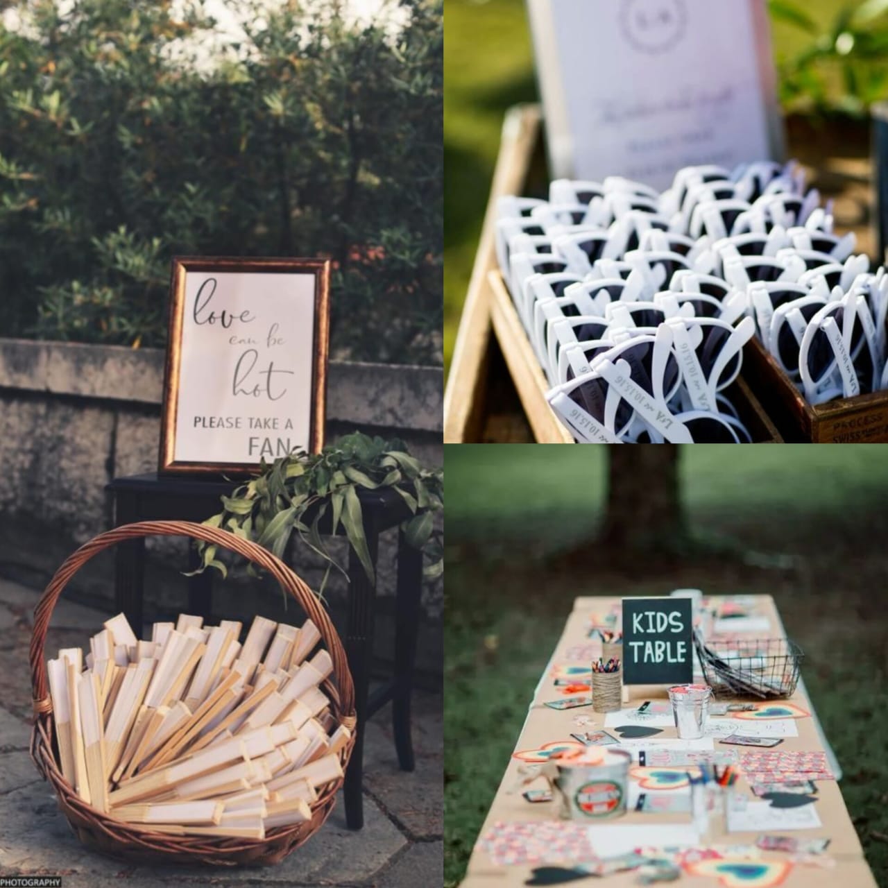Wedding guest experience with cozy blanket station and interactive activities